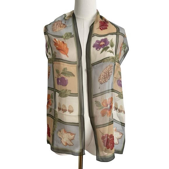 Unbranded Accessories - Vintage Floral Fruit Scarf Wrap Chiffon Nature Outdoors Retro Rectangular 11x60